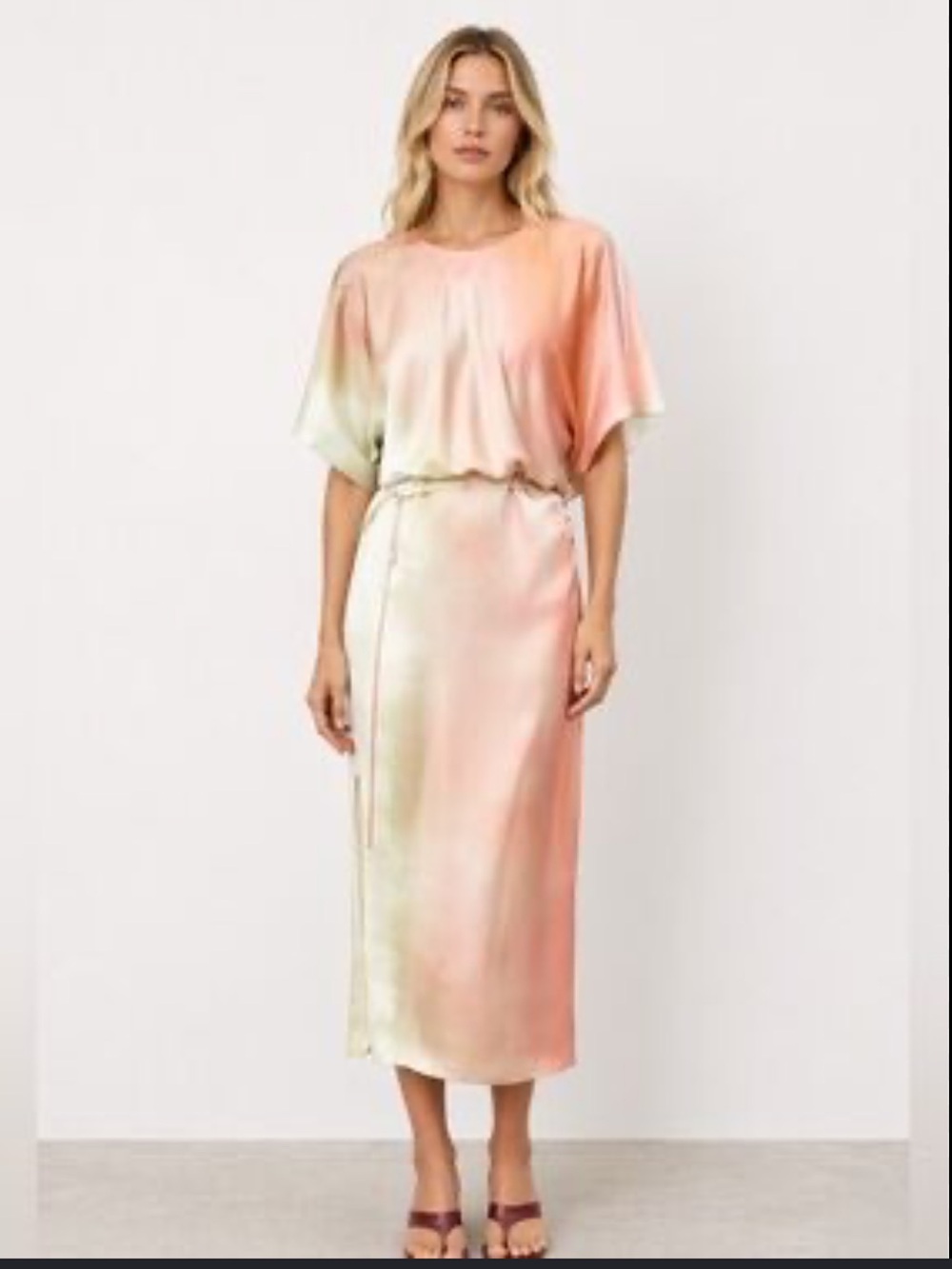 Zara Multi Tie-Dye Satin Midi Dress